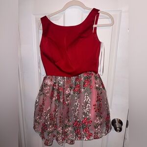 Floral Embroidered Red 2 piece dress. Only worn once.